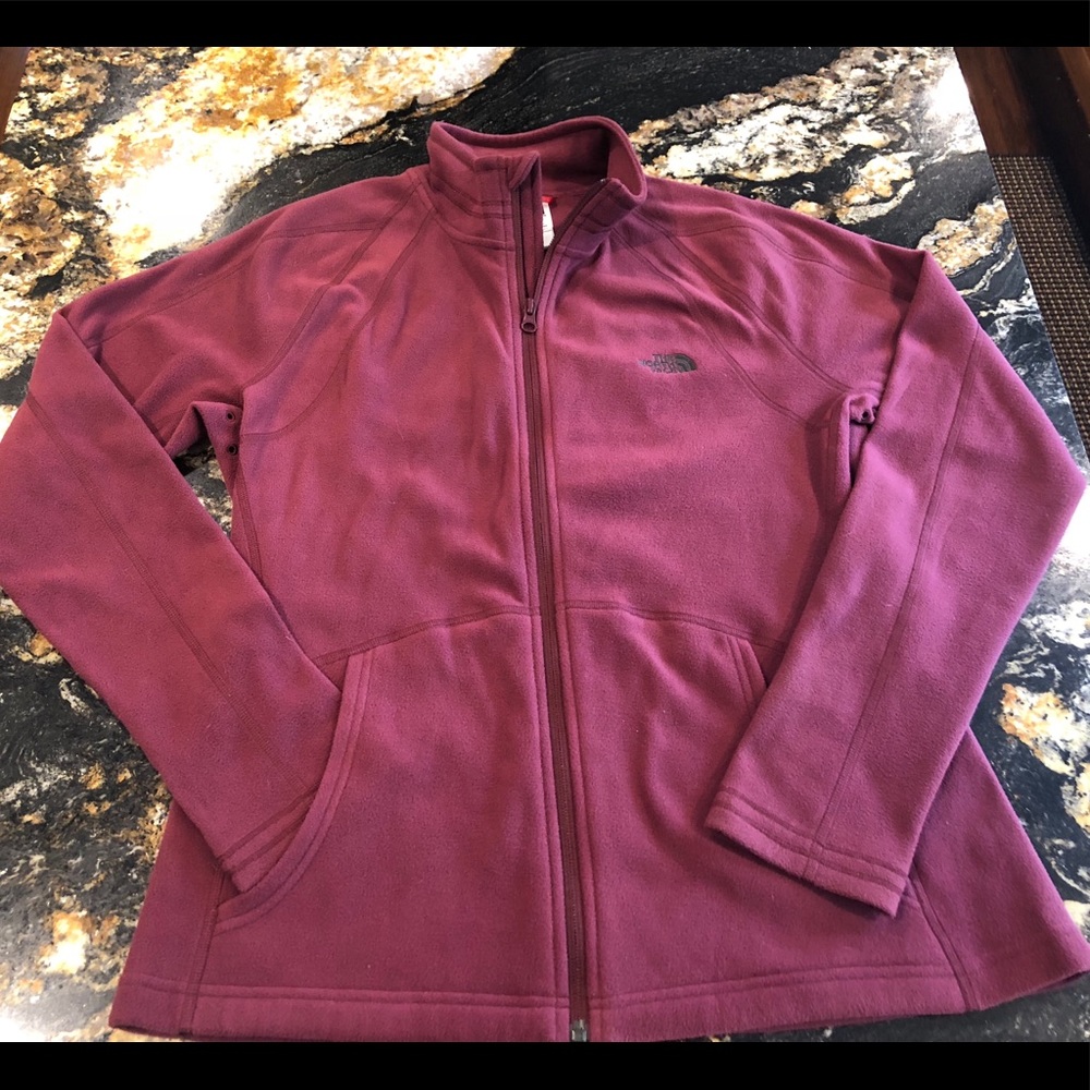 Women’s North Face fleece jacket L maroon like new